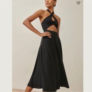 Reformation Madge Knit Dress black XS NWT cut out classic halter